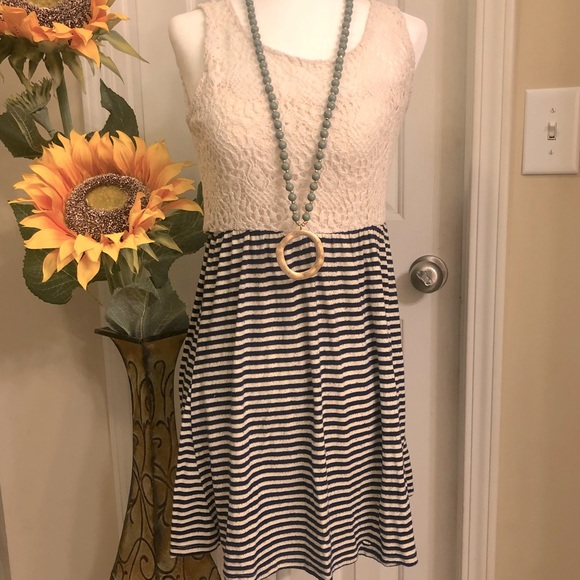 Anthropologie Dresses & Skirts - Anthropologie xs dress navy white stripes